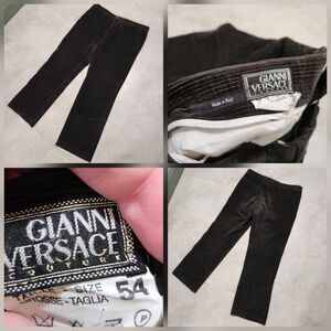 VTG Gianni Versace Couture Pants Mens 54 37x30 Corduroy Velvet‎ Pleated Trousers